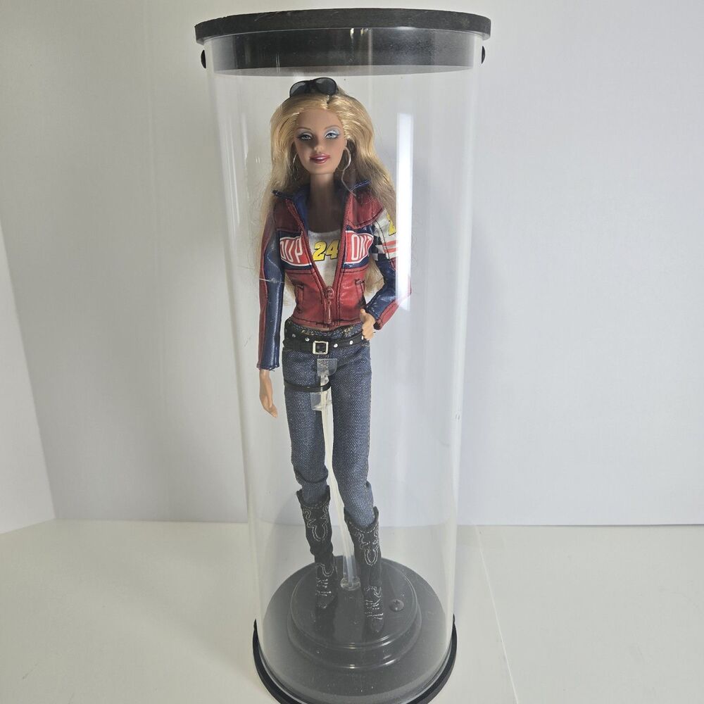 Barbie NASCAR Jeff Gordon #24 Dupont Racing Doll in Custom Acrylic Display Case